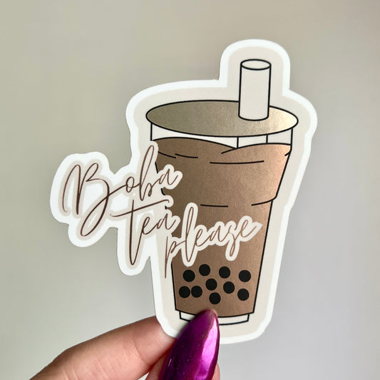 Milk Tea Boba Matte Mirror Sticker