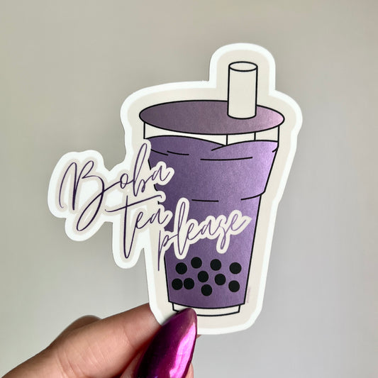 Taro Milk Tea Boba Matte Mirror Sticker